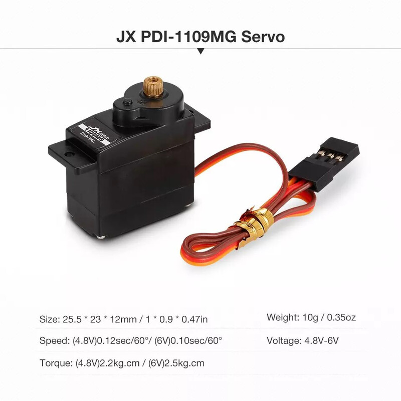 JX Servo PDI-1109MG, Digital, 12mm, 2,5 kg/cm, 0,10 sec JX Servo PDI-1109MG, Digital, 12mm, 2,5 kg/cm, 0,10 sec