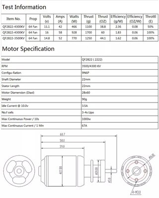 64mm 12-blade impeller (3-4S) with motor