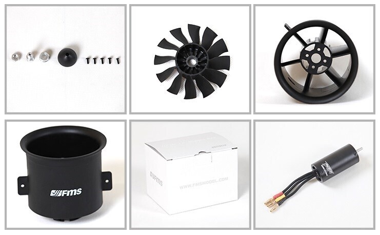 FMS EDF Impeller 70mm - 12-Blade with 3060-1900KV Motor - 6S Version