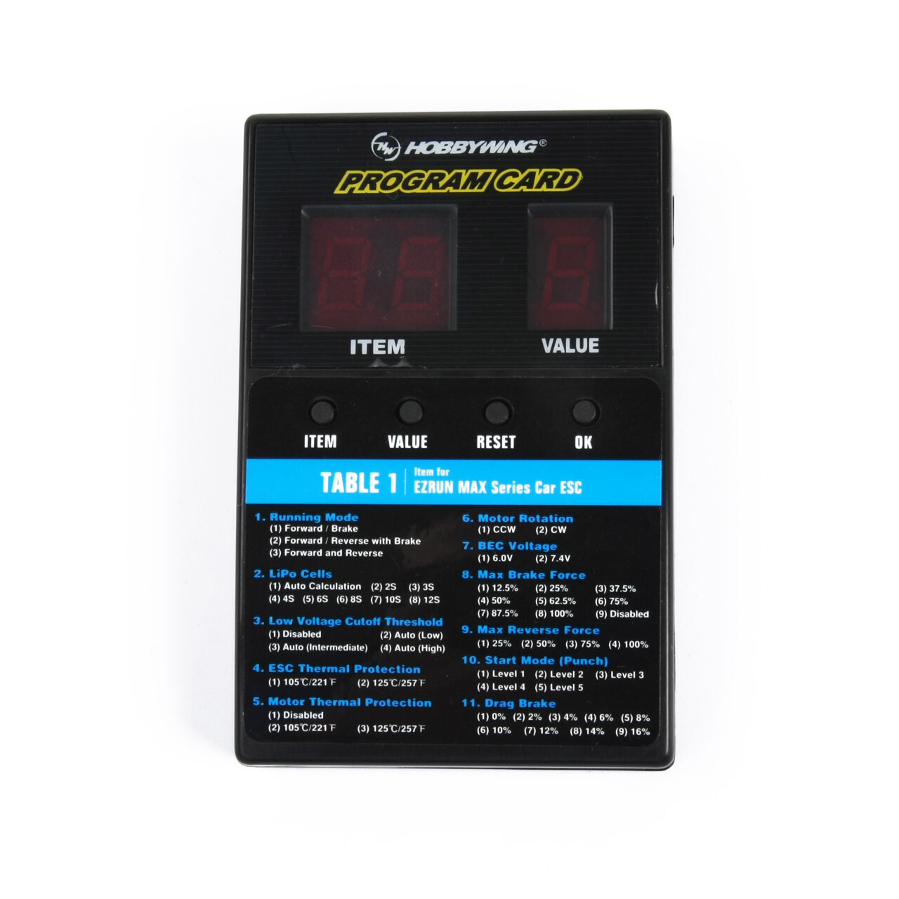 Hobbywing LED Programmierbox Xerun, FlyFun, Ezrun, Seaking, Platinum, Skywalker V2