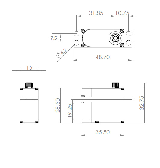 MKS-HV747 Coreless, 15 mm, 15 kg/cm, 0.13 s/60°