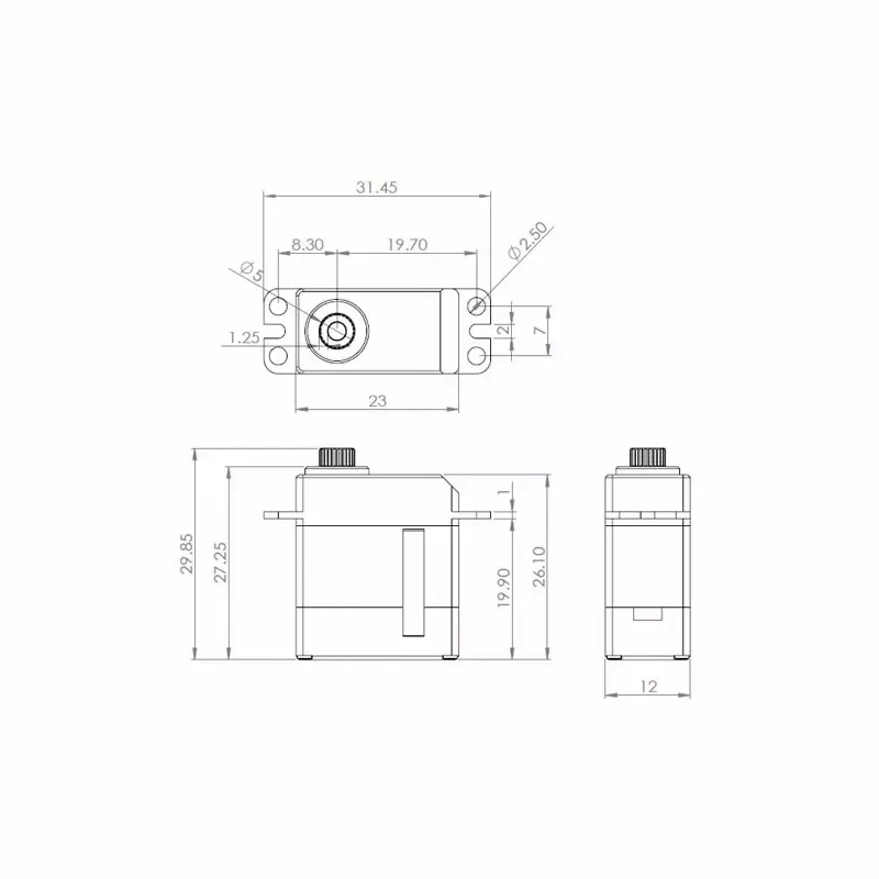 MKS-DS95 Digital Servo, 12 mm, 3.05 kg/cm, 0.053 sec./60°