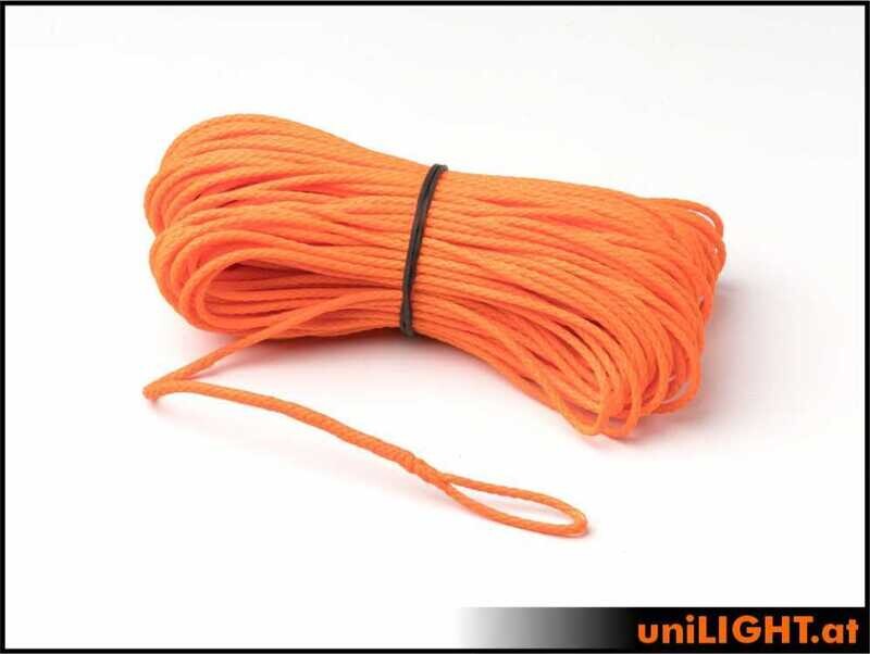 Windenseil 2.0mm, 360daN Reißkraft, ORANGE, 30m, einseitig gespleißt