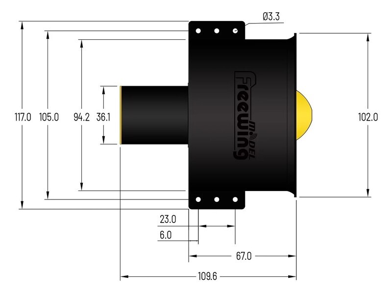 90mm EDF impeller, 12-blade, with 3668-1960KV motor, 6S version, Freewing