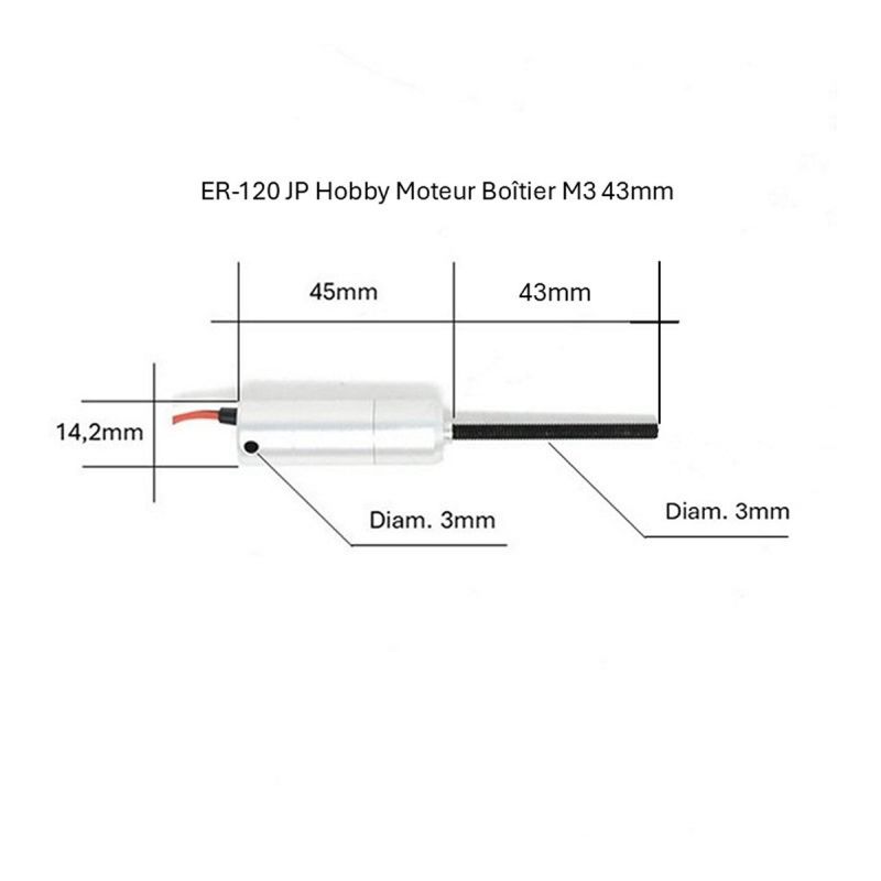JP Hobby ER-120 Alloy Electric Retract Motor Spare Part M3 (43mm shaft)