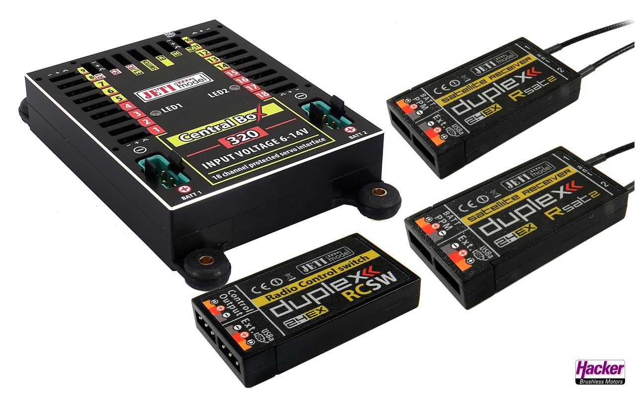 JETI DUPLEX 2.4EX Central Box 320 + 2x Rsat2 + RC Switch