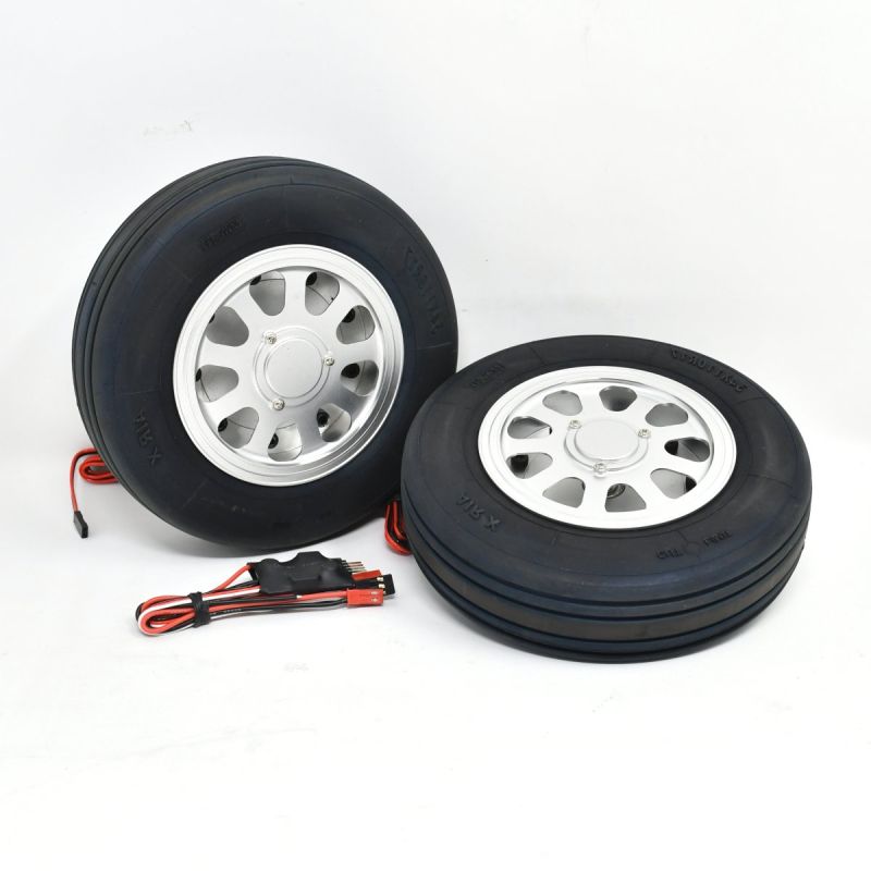 JP Hobby Leicht-Elektrobremse mit 2x 158/52mm Rädern (8mm Achse) (für Jets bis 25kg)