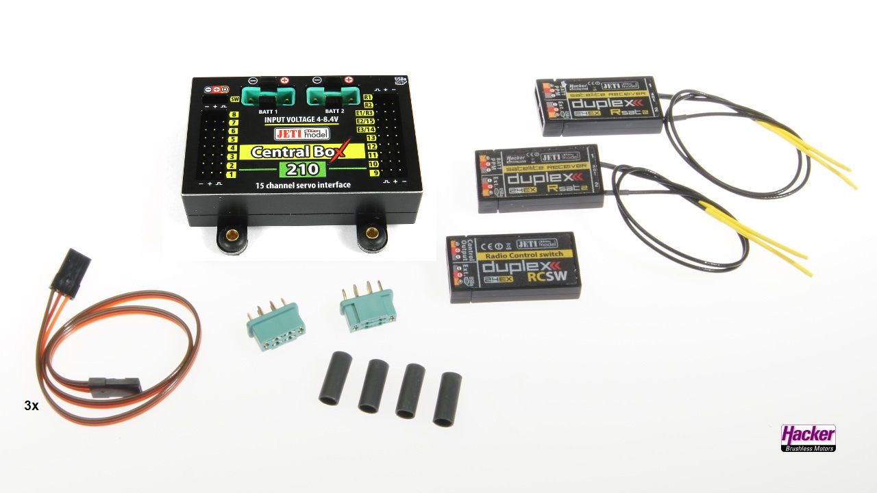 JETI Duplex 2.4EX Central Box 210 + 2 RSat2 + RC-Switch