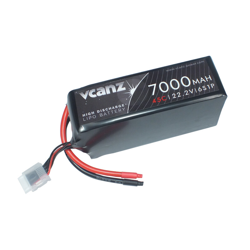 Batterie LiPo Vcanz 6S 22,2 V 7 000 mAh 45-90C pour modèles réduits radiocommandés Batterie LiPo Vcanz 6S 22,2 V 7 000 mAh 45-90C pour modèles réduits radiocommandés