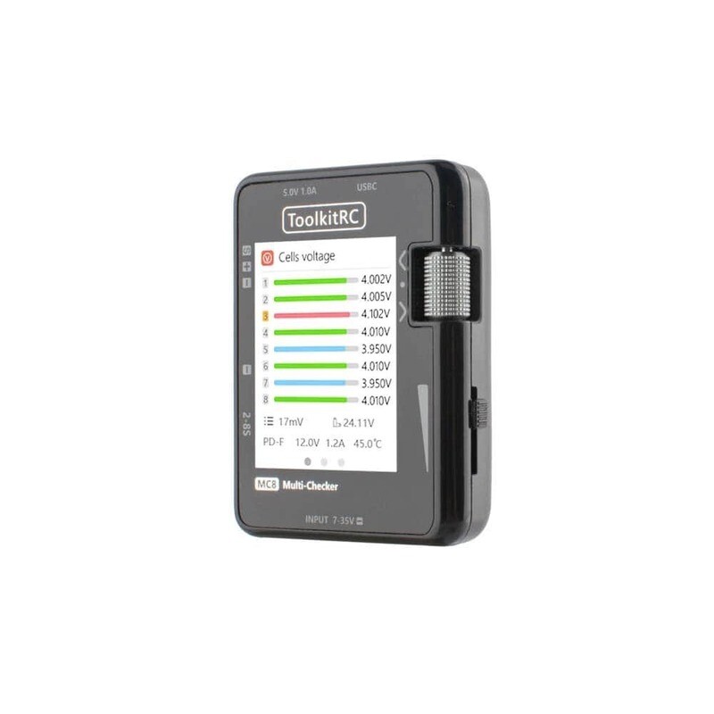 ToolkitRC MC8 Multifunctional 2–8S Battery Checker / PWM, PPM, SBUS Signal Generator