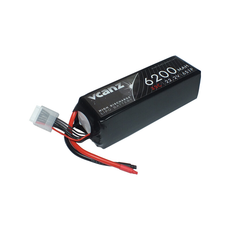 Batterie LiPo Vcanz 6S 22,2 V 6 200 mAh 35–70C pour modèles réduits radiocommandés Batterie LiPo Vcanz 6S 22,2 V 6 200 mAh 35–70C pour modèles réduits radiocommandés