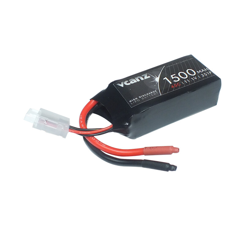 Batterie LiPo Vcanz 3S 11,1 V 1 500 mAh 45-90C pour modèles réduits radiocommandés