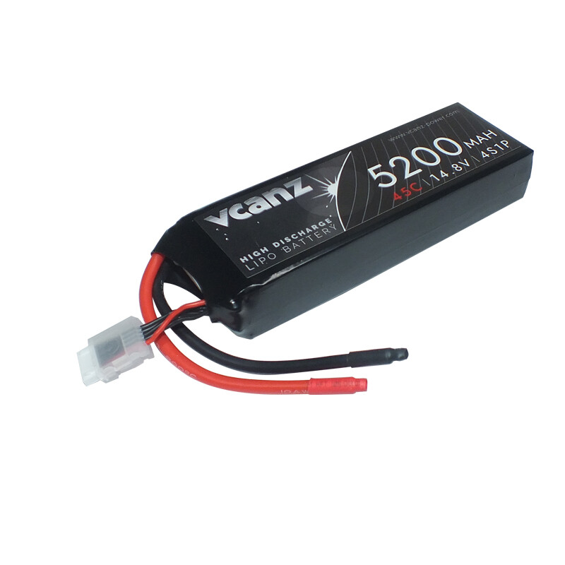 Batterie LiPo Vcanz 4S 14,8 V 5200 mAh 45-90C pour modèles réduits radiocommandés Batterie LiPo Vcanz 4S 14,8 V 5200 mAh 45-90C pour modèles réduits radiocommandés