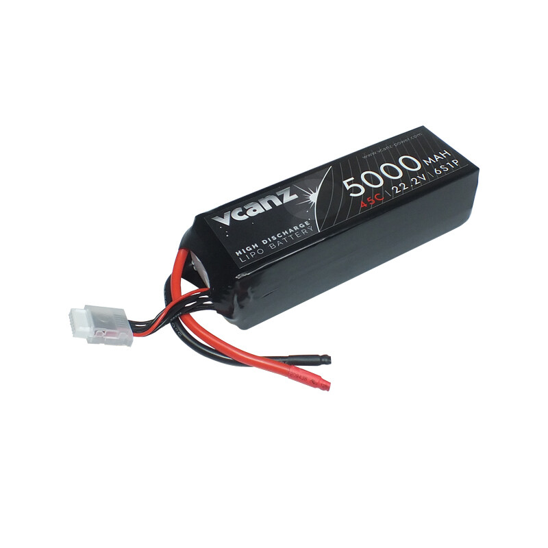 Batterie LiPo Vcanz 6S 22,2 V 5 000 mAh 45–90C pour modèles réduits radiocommandés Batterie LiPo Vcanz 6S 22,2 V 5 000 mAh 45–90C pour modèles réduits radiocommandés