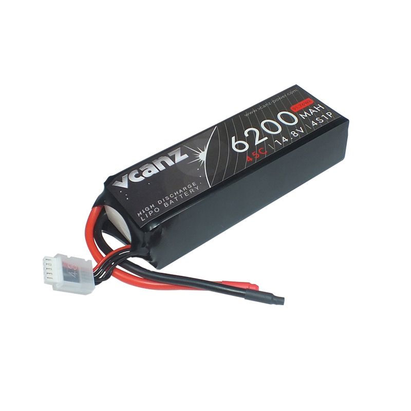 Batterie LiPo Vcanz 4S 14,8 V 6200 mAh 45-90C pour modèles réduits radiocommandés Batterie LiPo Vcanz 4S 14,8 V 6200 mAh 45-90C pour modèles réduits radiocommandés