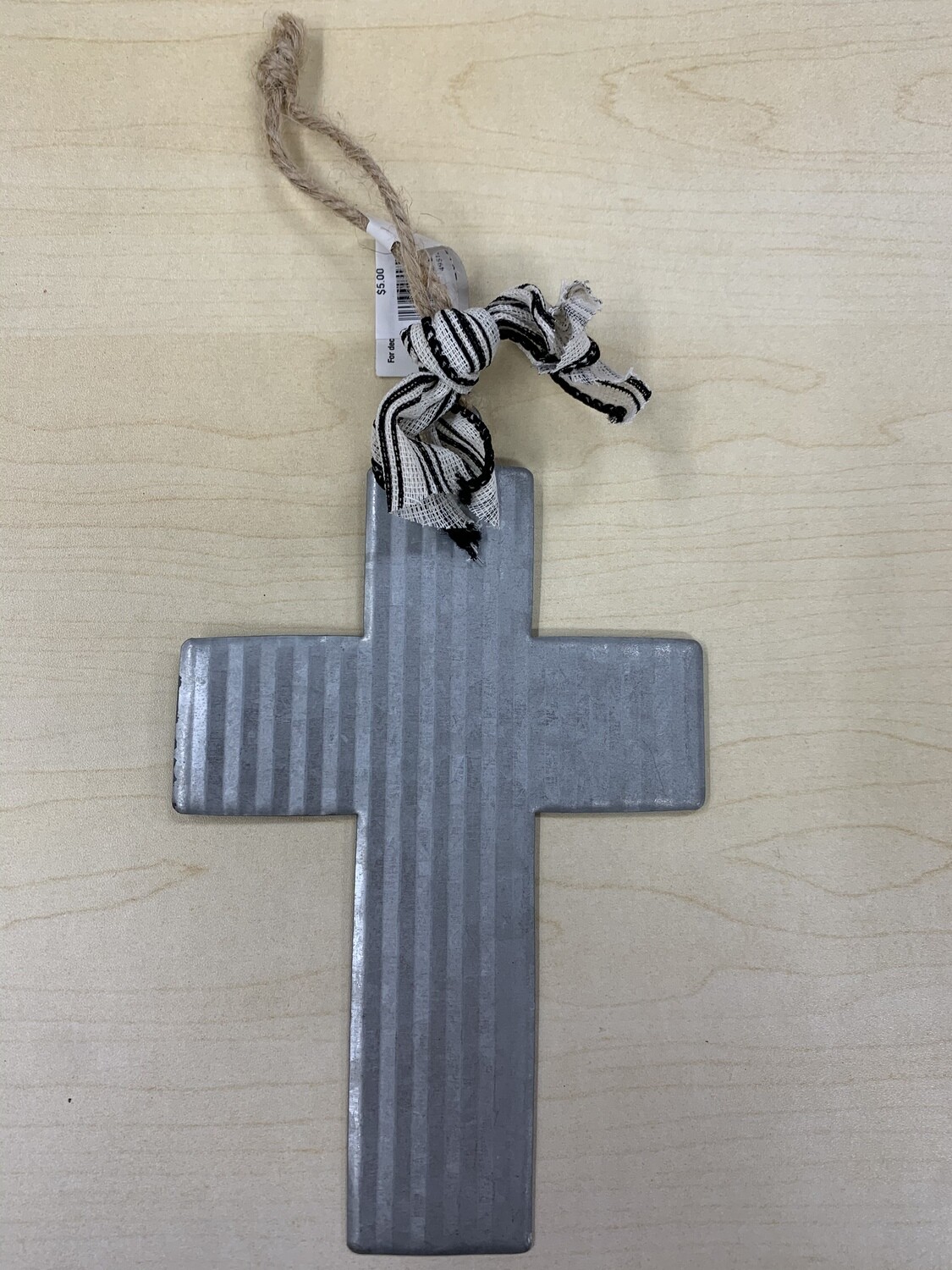 Metal Cross Ornament with Ribbon