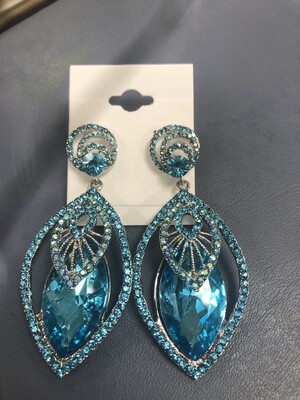 Formal Earrings Blue Detailed Stone
