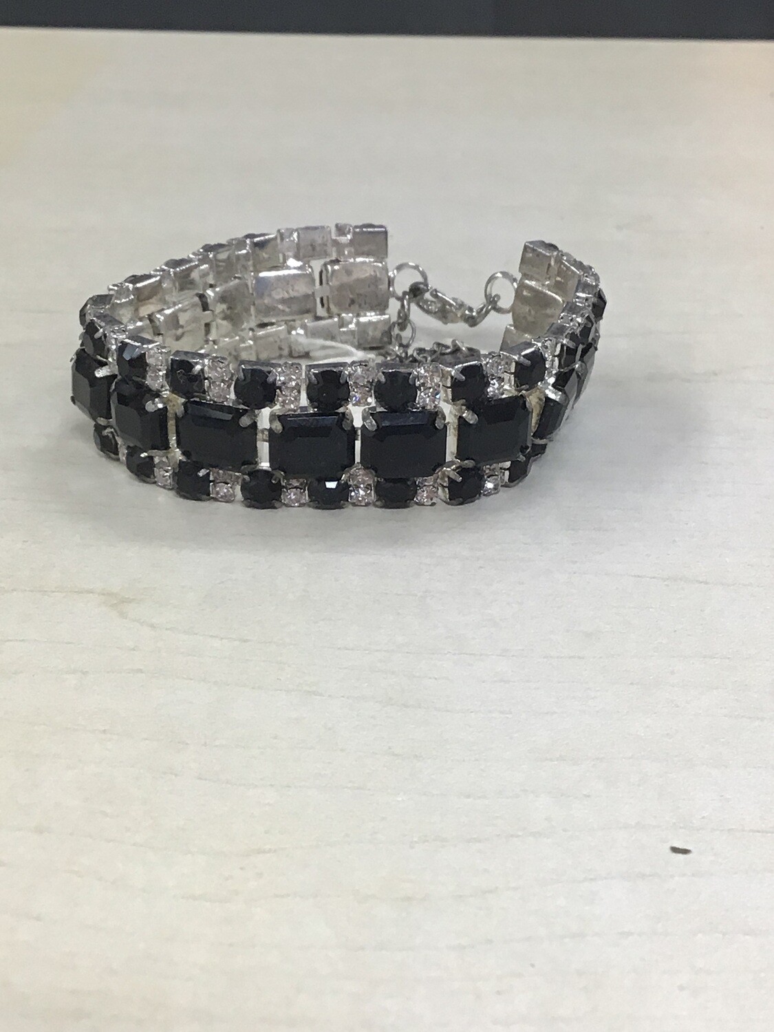 Black Adjustable Bracelet Silver