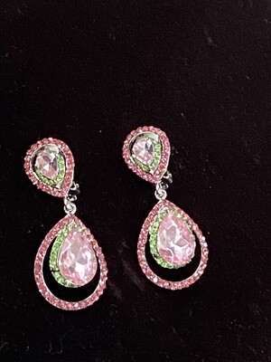 Pink/Green Clip On Eve Earrings