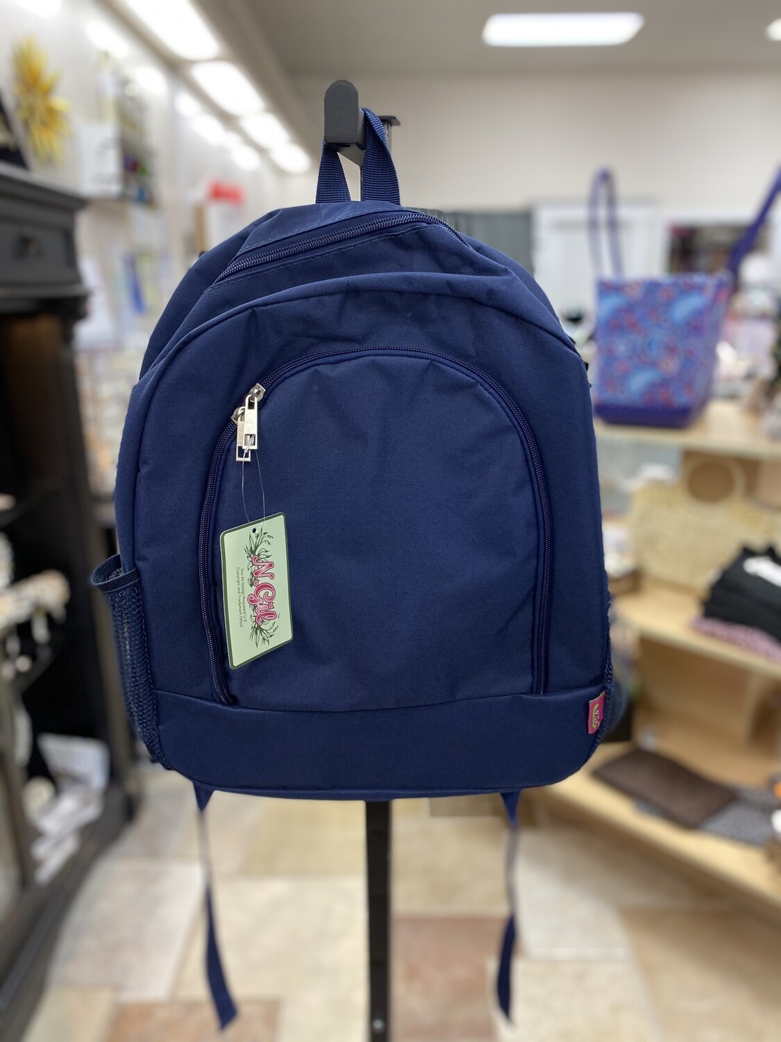 plain navy backpack