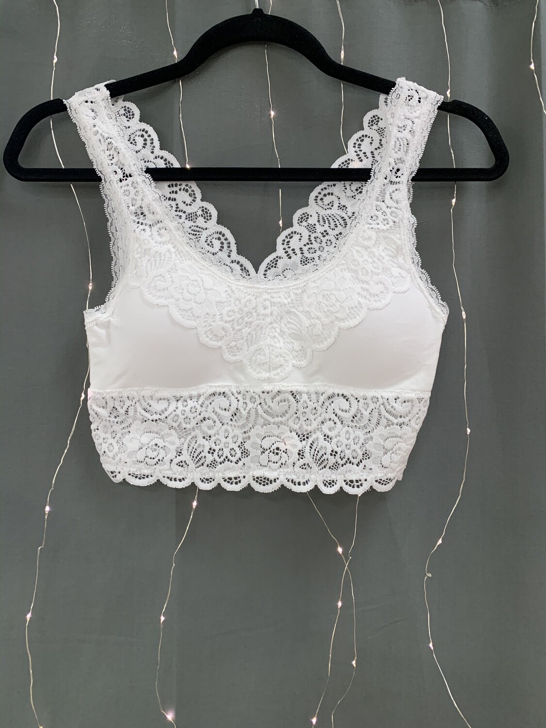 White Lace Round Neck Bralette Padded