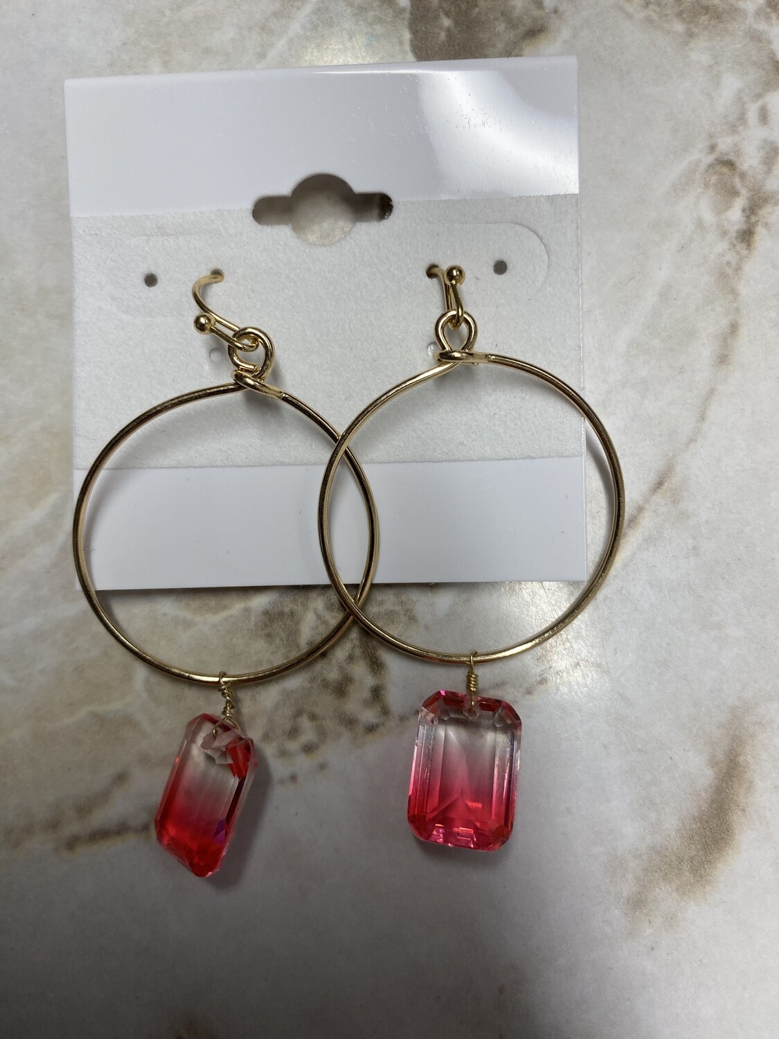 Circle Earrings with Clear Drop Stone