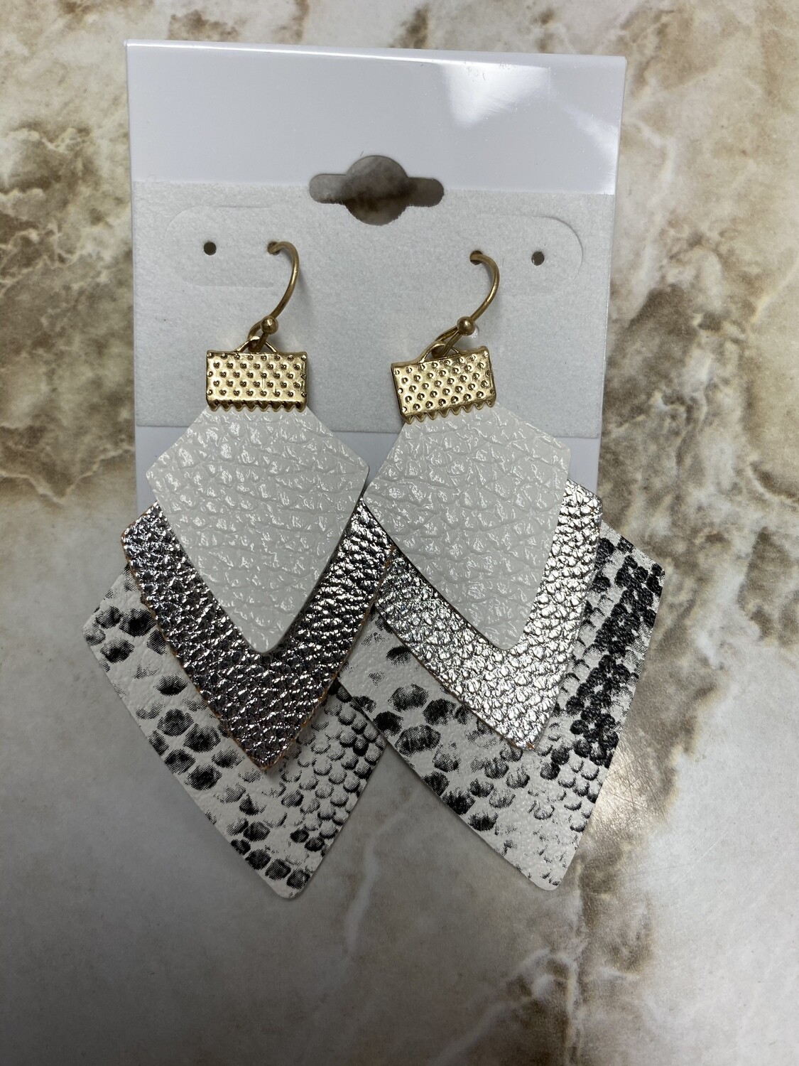 Multilayer Animal Print Leather Earrings