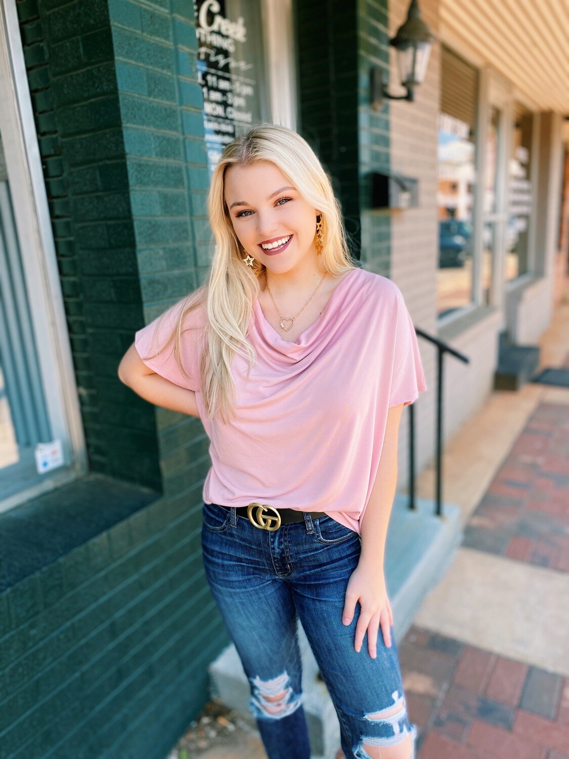 Rose Cowl Neck Top