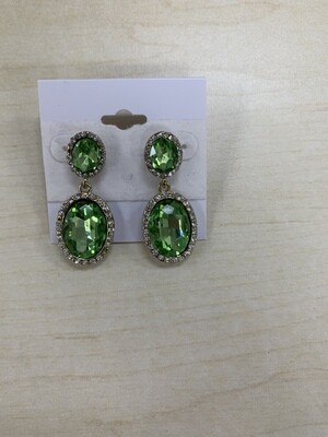 Formal Earrings Lime Green Oval Small