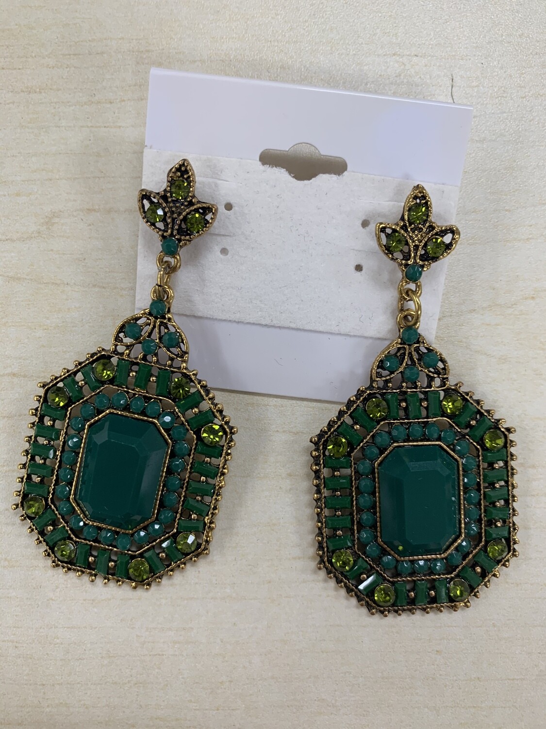 Formal Earrings Green Square