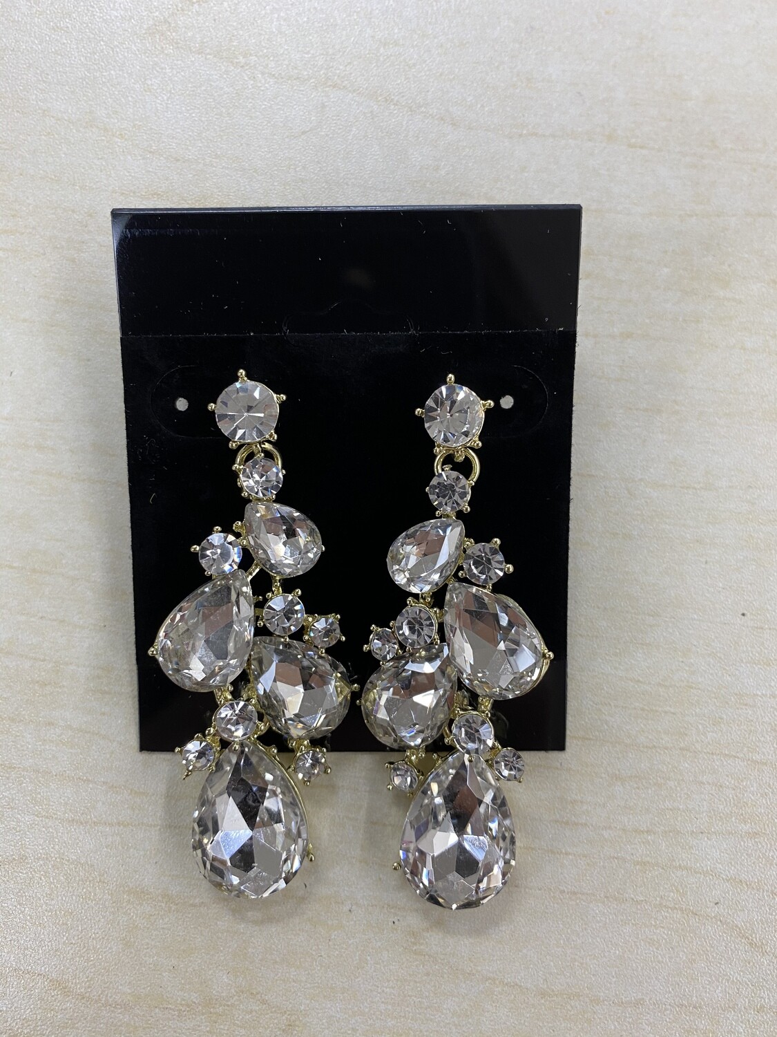 Formal Earrings Gold Clear Cluster