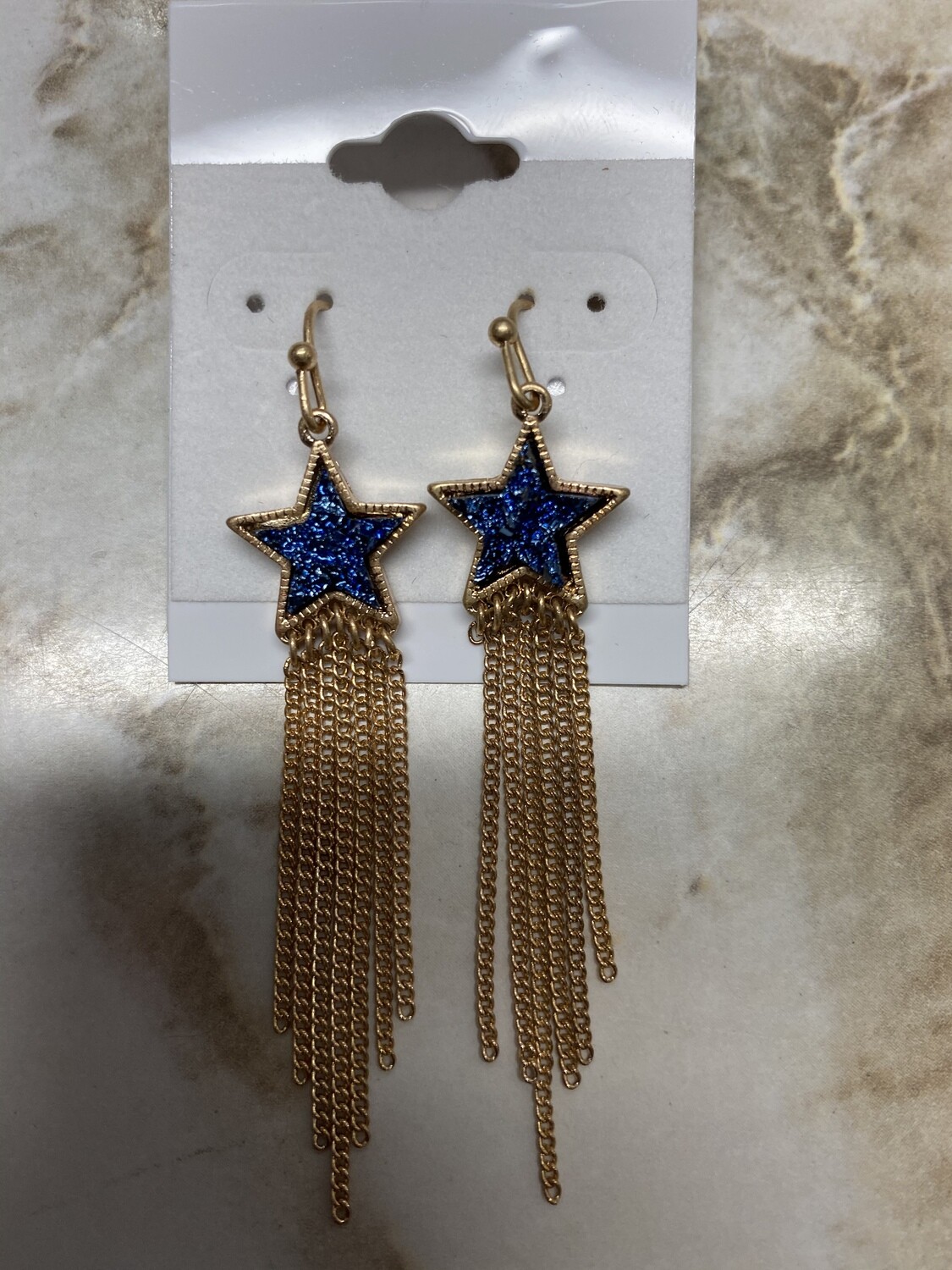 Druzy Star w/Chain Earrings
