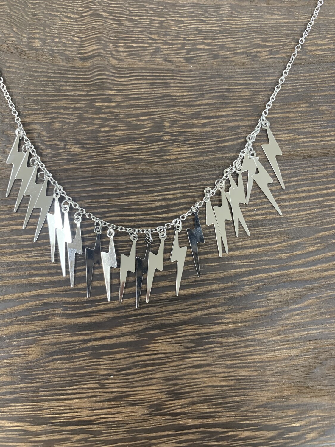 Silver Lightning Bolt Charms Necklace