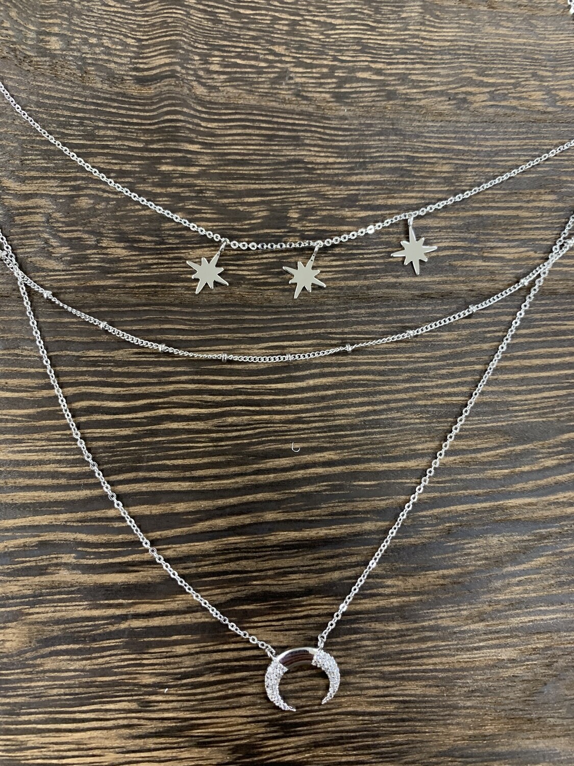 Triple Layer Galaxy Silver Necklace
