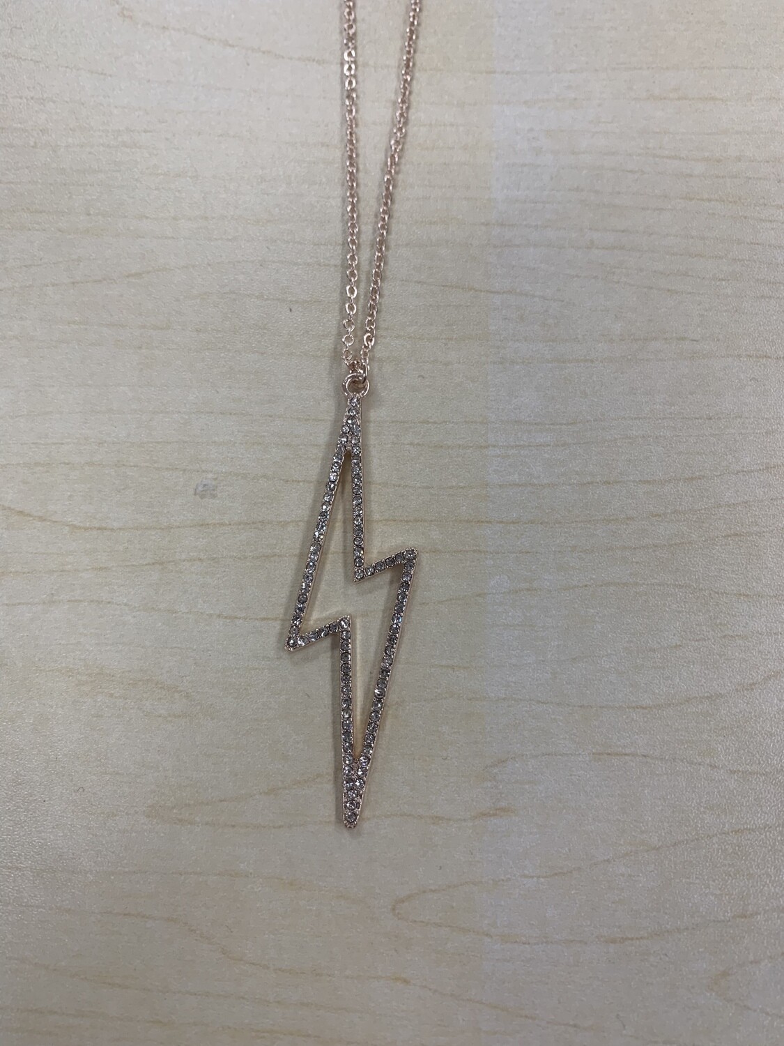 Long Lightning Bolt Rhinestone Necklace Set