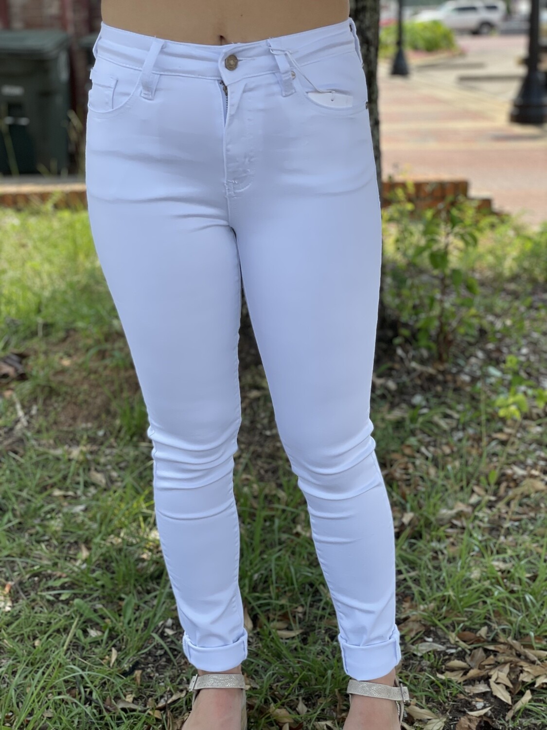 High Rise Kancan White Skinny Jeans