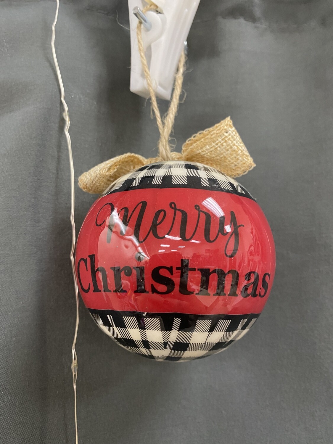 Small Black and Red Merry Christmas Ornament
