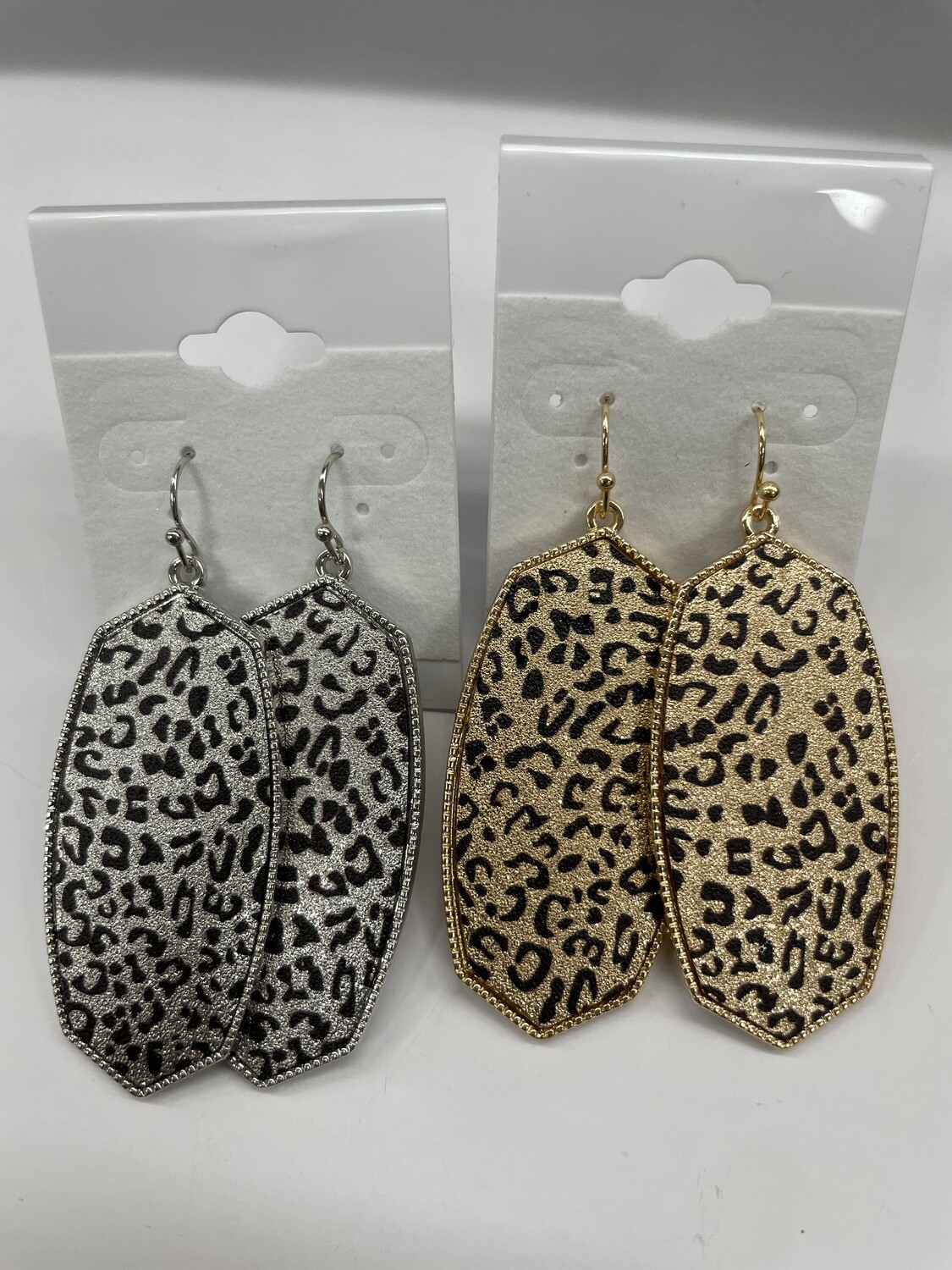 Hexagon Leopard Metal Earrings