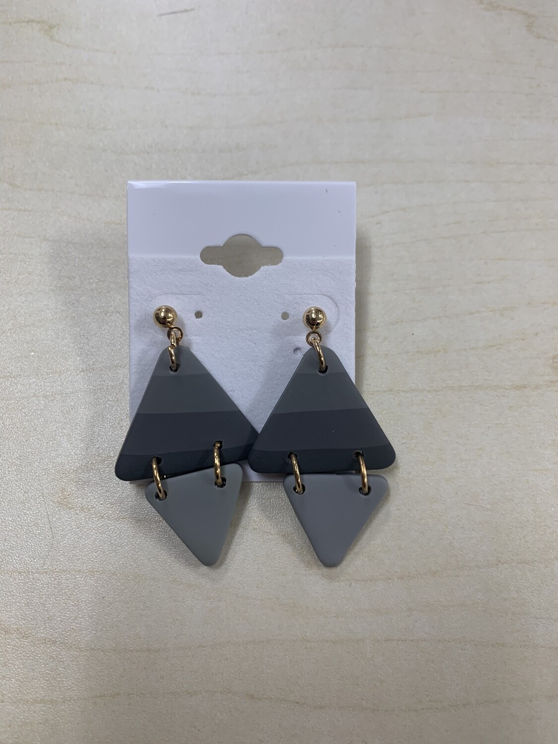 Stone Colored Clay Triangle Earrings