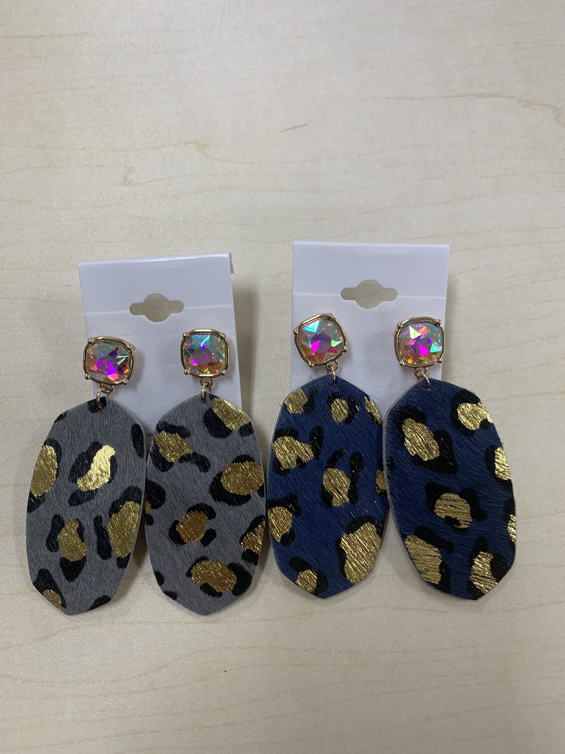 Leopard and Gold Crystal Earrings