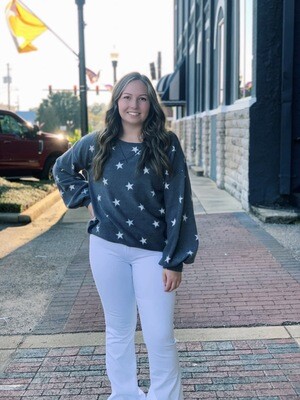 Charcoal Star Printed Pullover