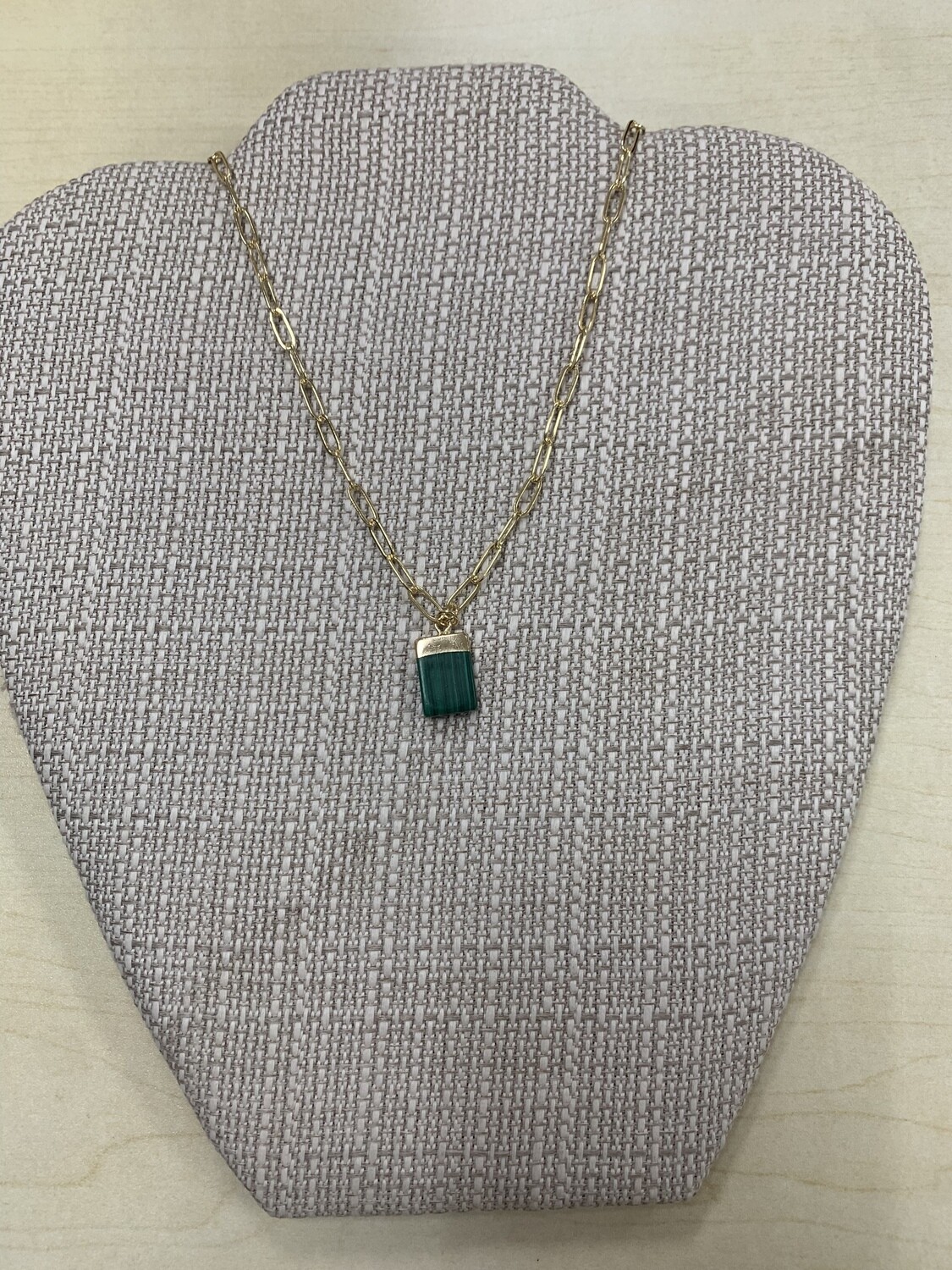 Gold Chain Emerald Charm Necklace