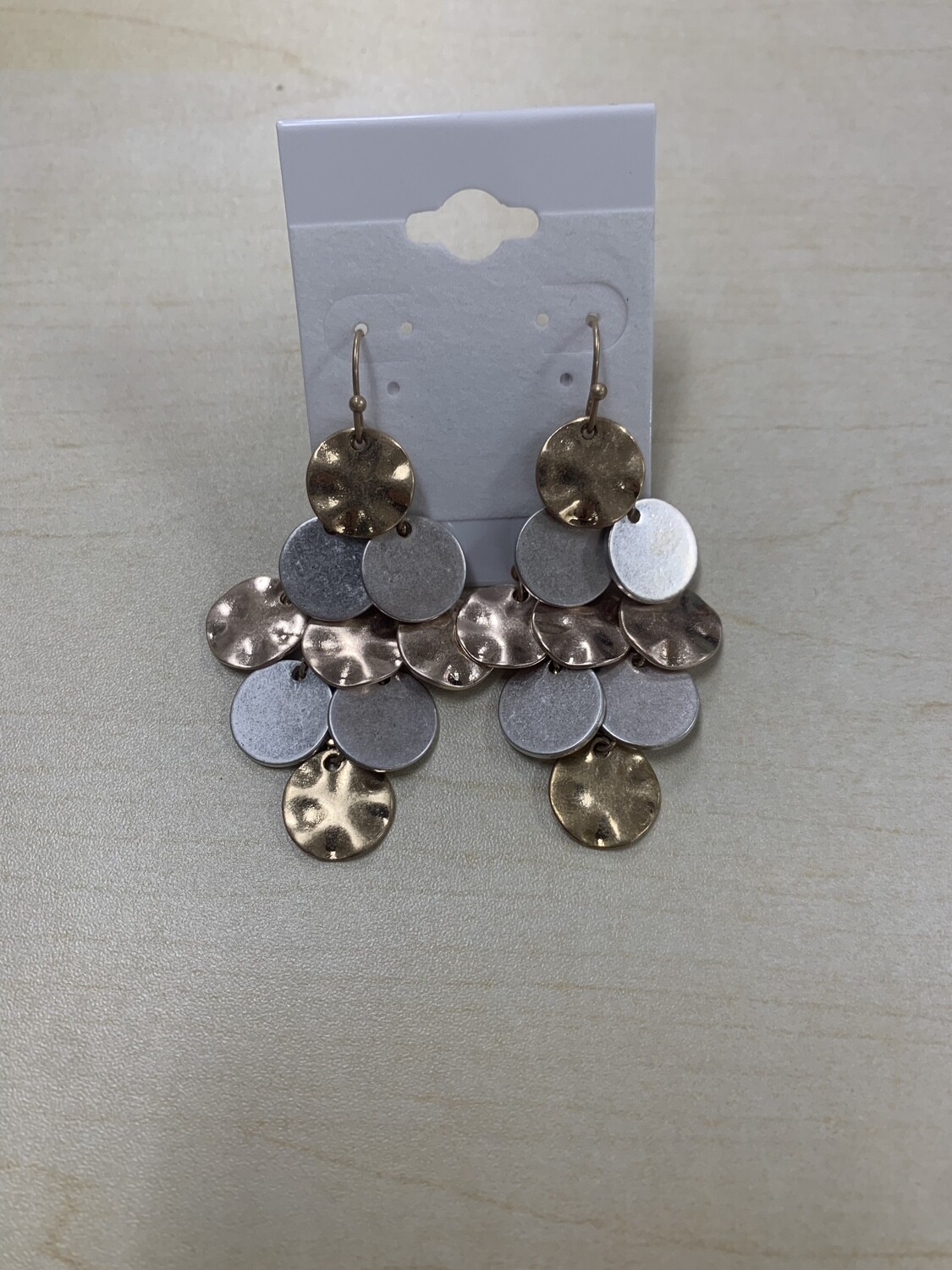Silver and Gold Hammered Earrings