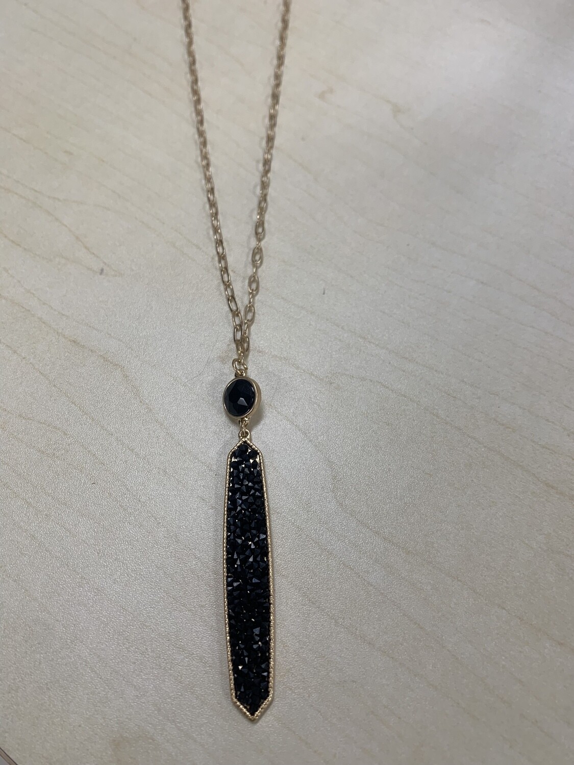 Long Black Beaded Necklace