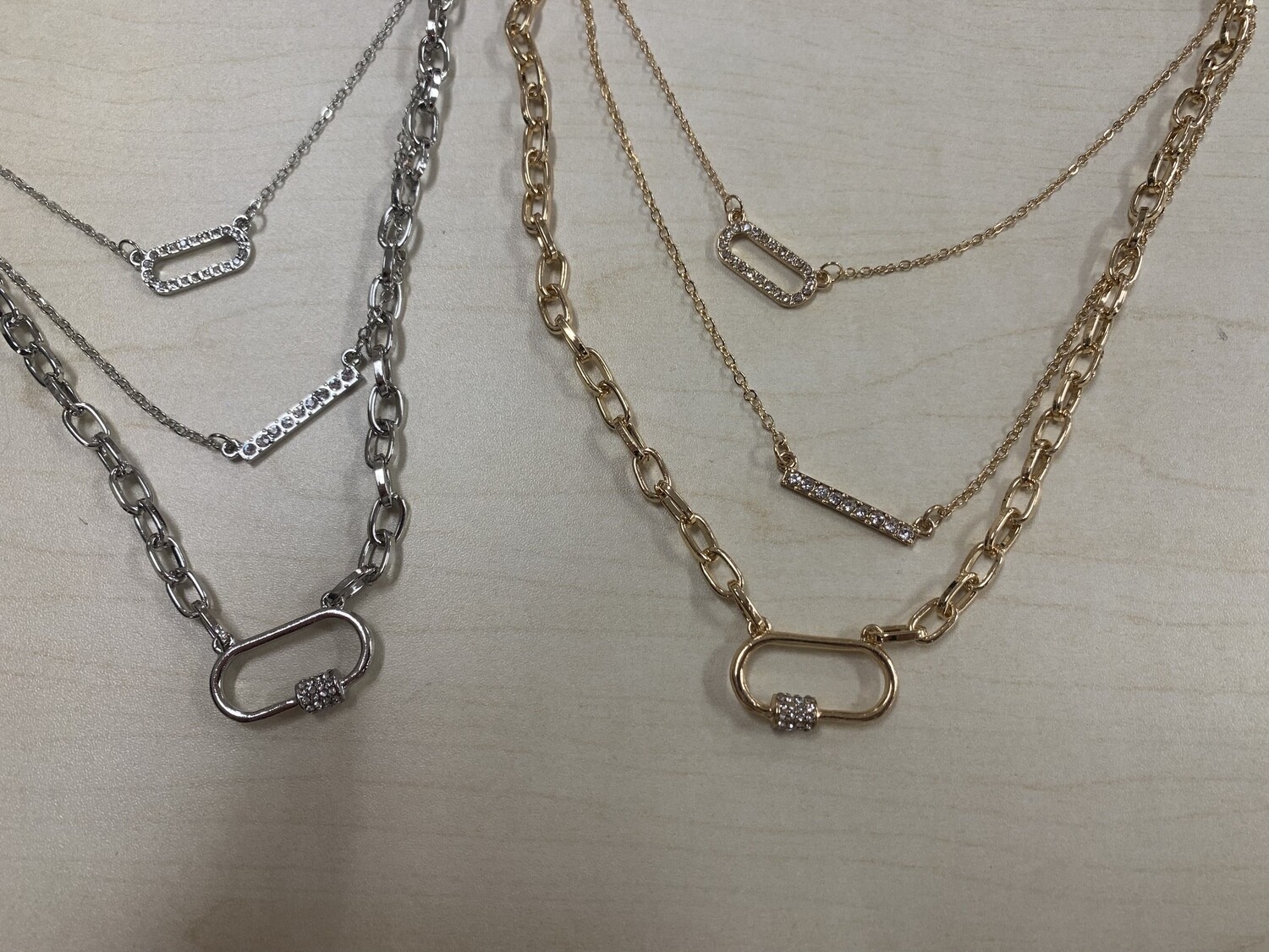 Layered Chain Link Lock Necklaces