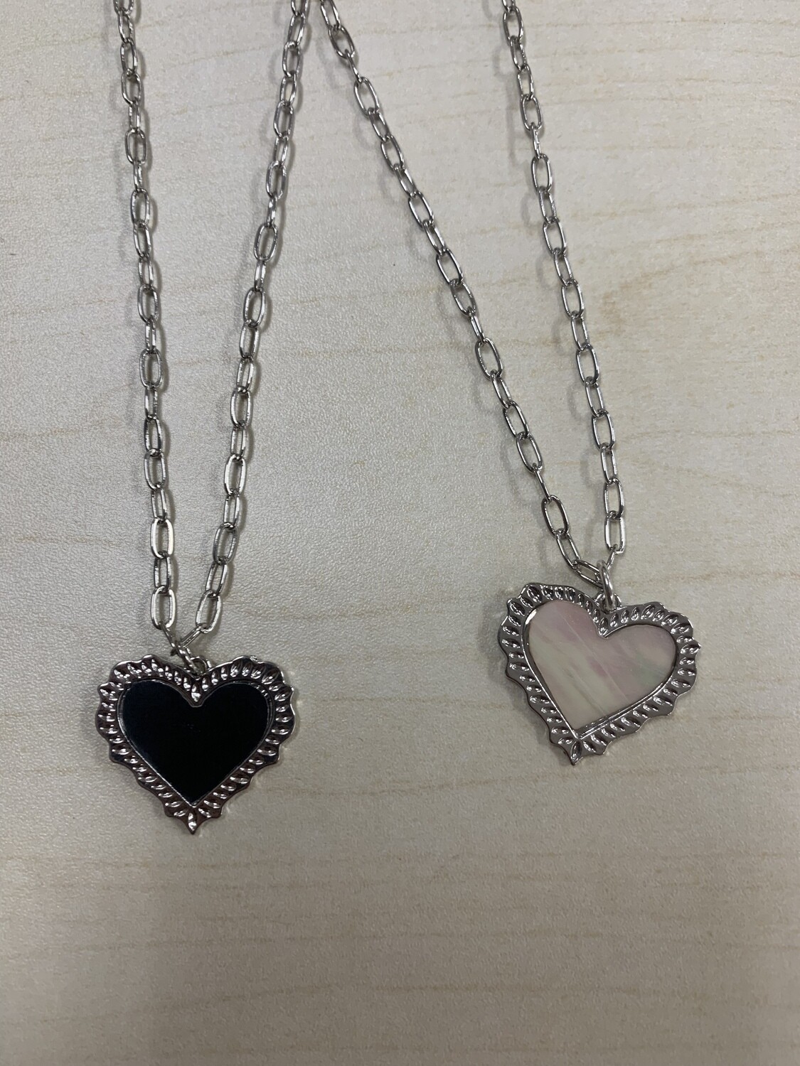Silver Chain Necklace with Heart Pendant