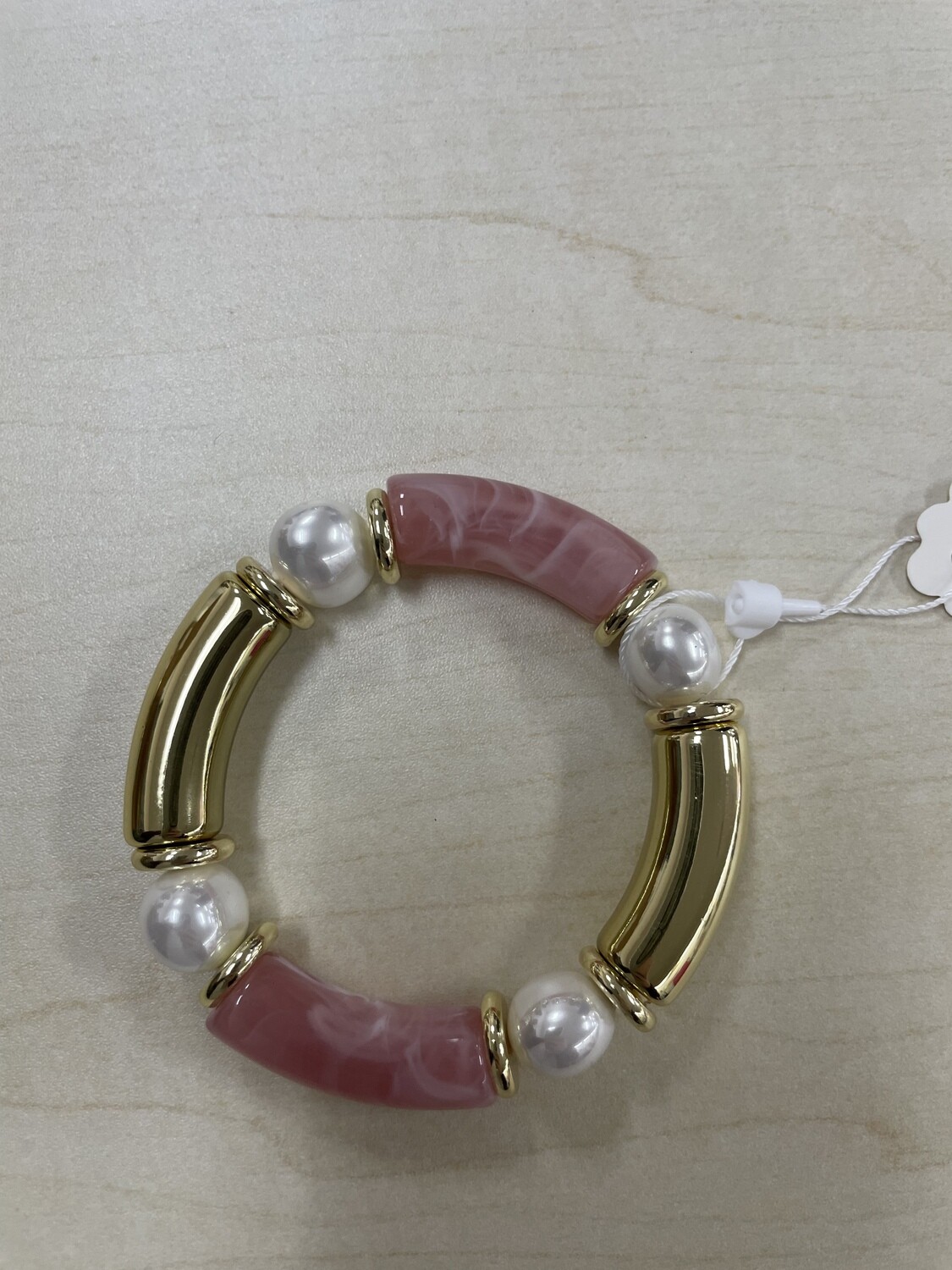 Rose Pearl Gold Stretch Bracelet