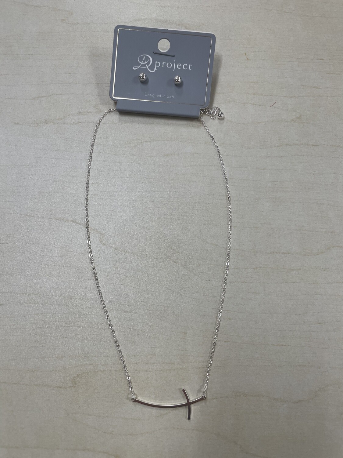 Silver Dainty Side Cross Necklace