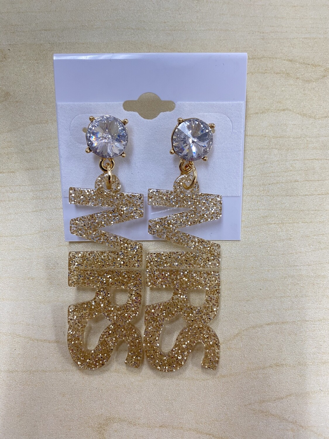 Acrylic Gold Mrs Earrings