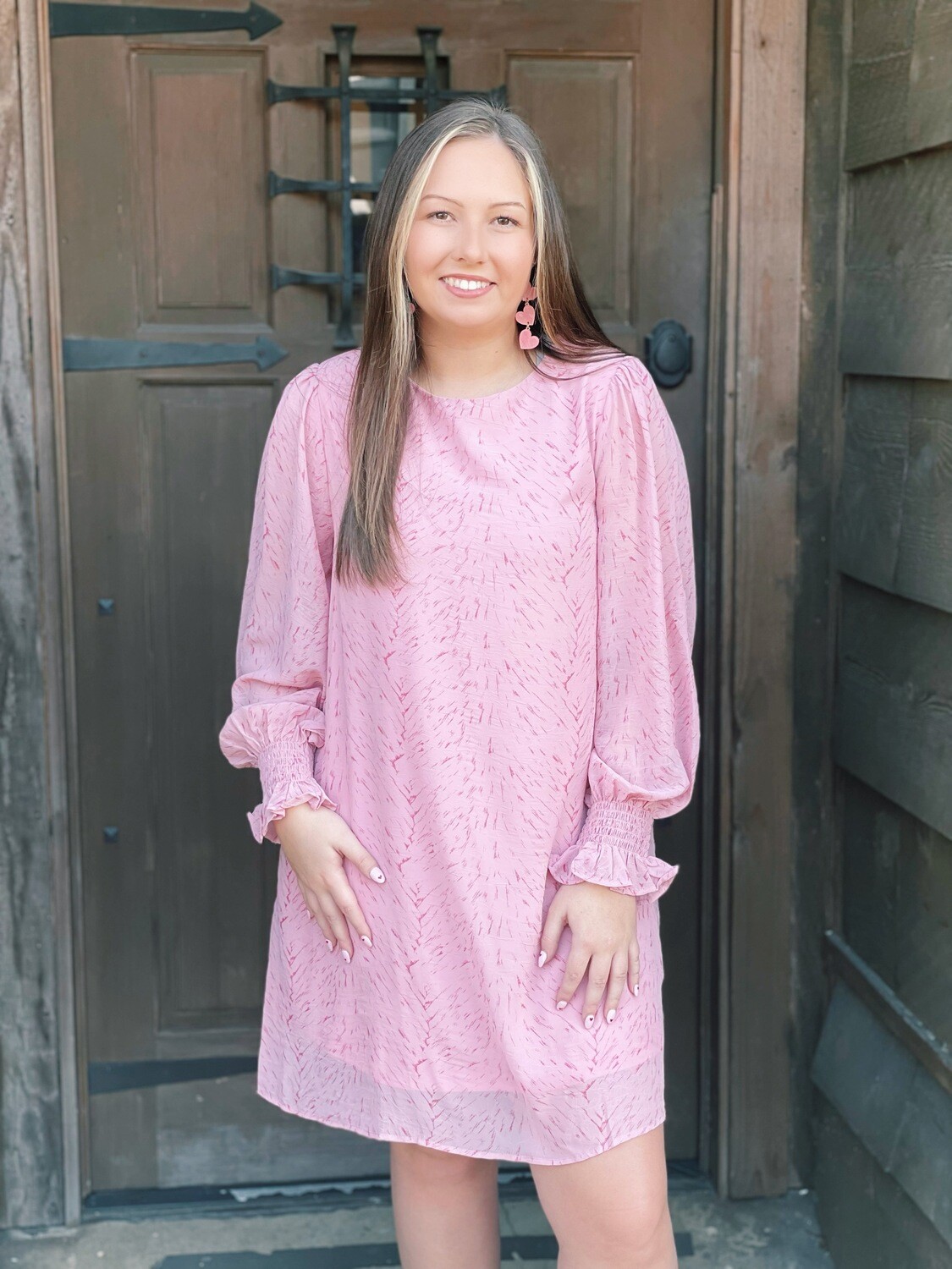 Pink Painted Long Sleeve Dress